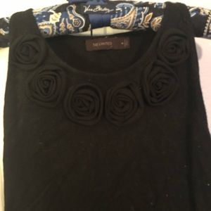 The Limited black sleeveless rosette sweater
